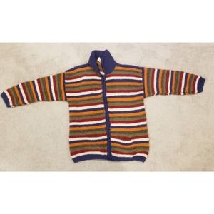 Hand Crafts South American Native Crafts Handmade OOAK Full Zip Wool Sweater
